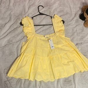 Francesca’s Yellow Ruffled Top